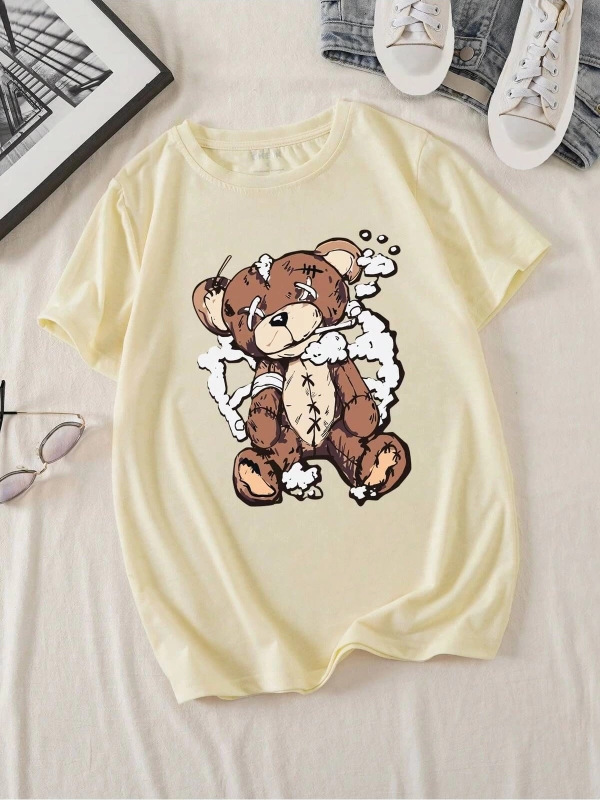 Karikatür ve Grafik tasarım Oversize T-shirt Cartoon/Letter serisi kod916