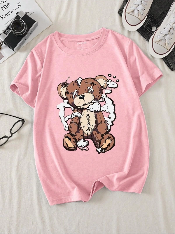 Karikatür ve Grafik Tasarım Oversize T-shirt Cartoon/Letter serisi kod917