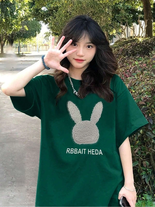Karikatür ve Grafik tasarım Oversize T-shirt Cartoon/Letter serisi kod98