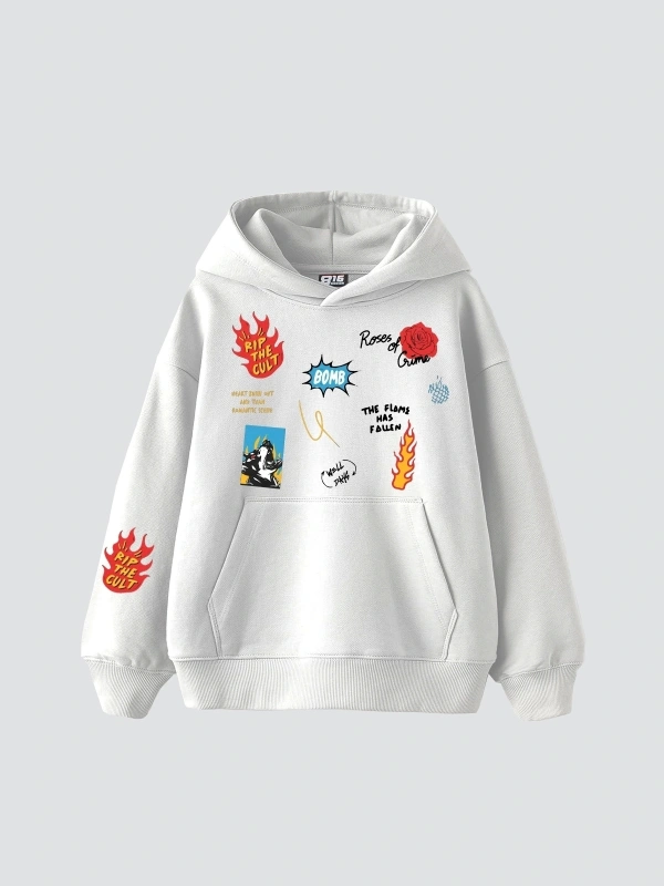 Karma Cult Baskılı Oversize Unisex Premium Beyaz