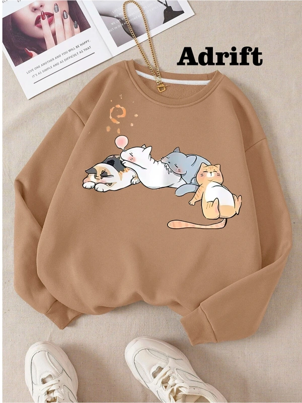 Kawai Cat Köstebek Sokak Trend Tasarım Harajuku/Gotik Bej