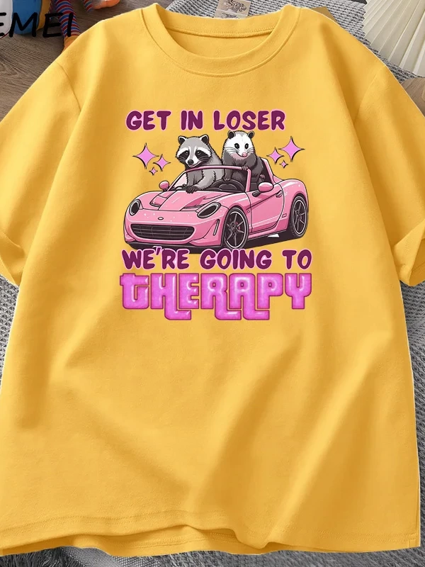 Kaybeden olsun biz gidiyor terapi rakun komik T Shirt Trendy Y2k zihinsel sağlık T Shirt erke 3046