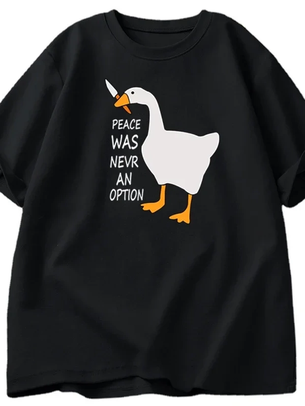Kaz barış asla bir seçenek oldu t-shirt erkek kadın yaz pamuk Tee moda eğlence serin erkek gi 2793