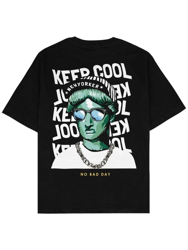 Keep Cool Siyah Oversize Unisex T-shirt