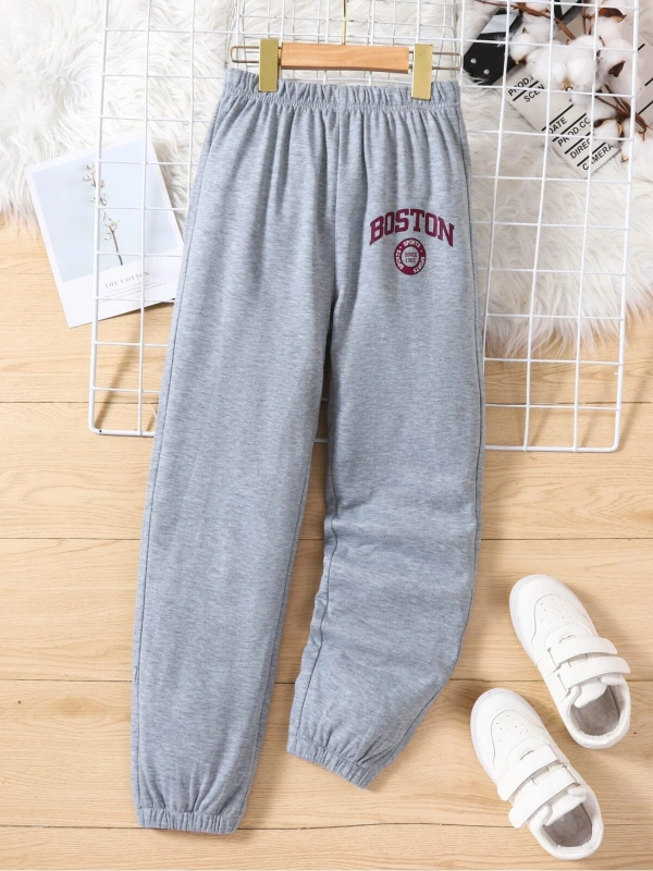 Kids EVRYDAY Girls Letter Graphic Elastic Waist Eşofman Altı