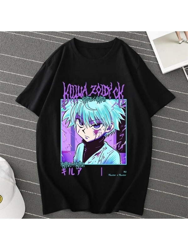 Kırmızı Etiket Gala Anime Hunter X Hunter Killua Zoldyck T-shirt Mod45 17068