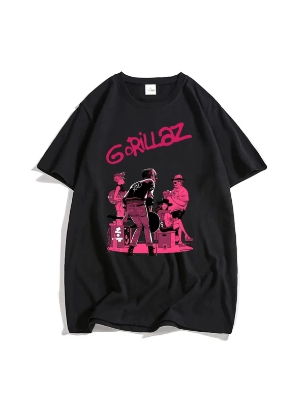 Kırmızı Etiket Gala Gorillaz T Shirt Ingiltere Rock Grubu Gorillazs Tshirt 17127