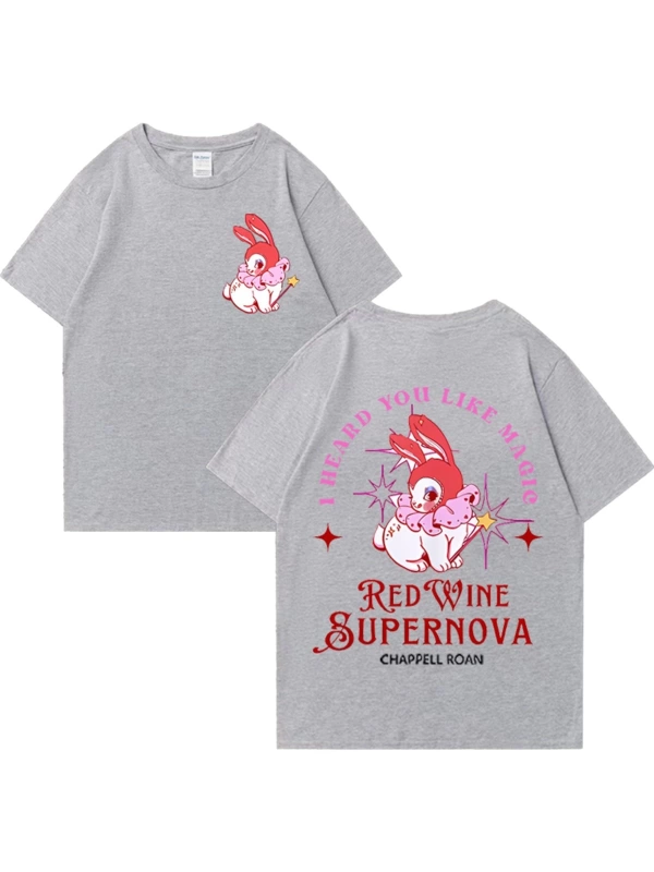 Kırmızı şarap süpernova T Shirt Chappell Roan erkekler kadınlar Harajuku kısa kollu orta batı