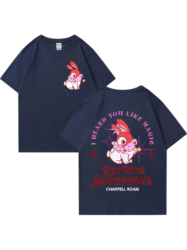 Kırmızı şarap süpernova T Shirt Chappell Roan erkekler kadınlar Harajuku kısa kollu orta batı