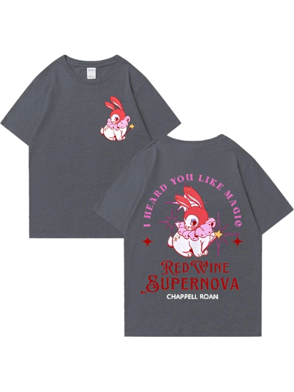 Kırmızı şarap süpernova T Shirt Chappell Roan erkekler kadınlar Harajuku kısa kollu orta batı