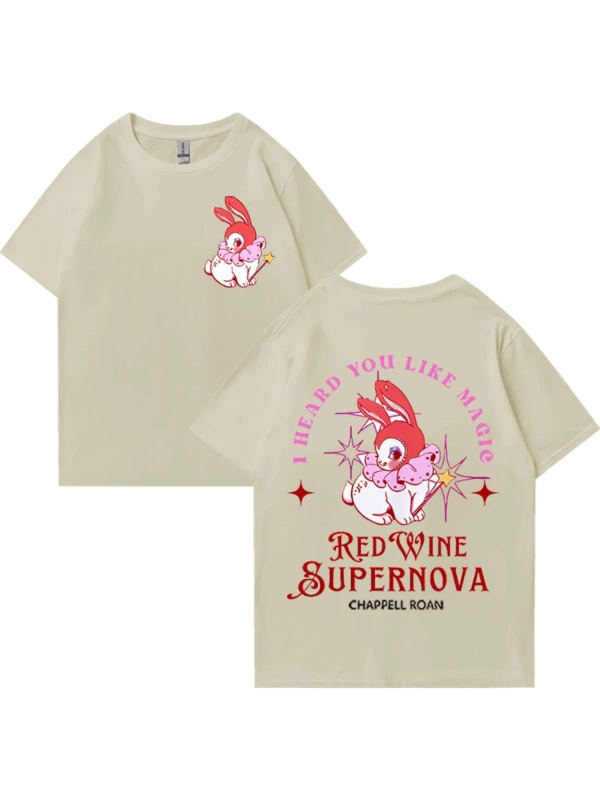 Kırmızı şarap süpernova T Shirt Chappell Roan erkekler kadınlar Harajuku kısa kollu orta batı