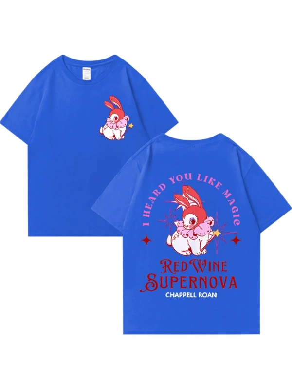 Kırmızı şarap süpernova T Shirt Chappell Roan erkekler kadınlar Harajuku kısa kollu orta batı