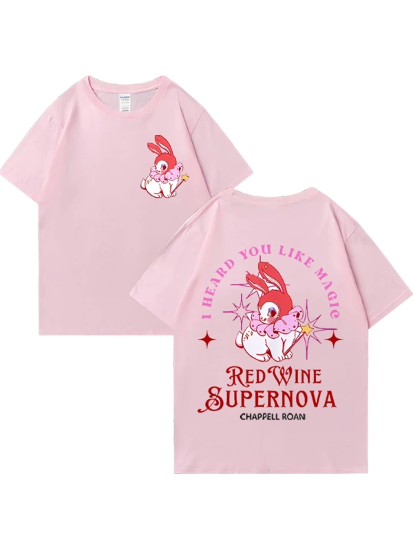 Kırmızı şarap süpernova T Shirt Chappell Roan erkekler kadınlar Harajuku kısa kollu orta batı