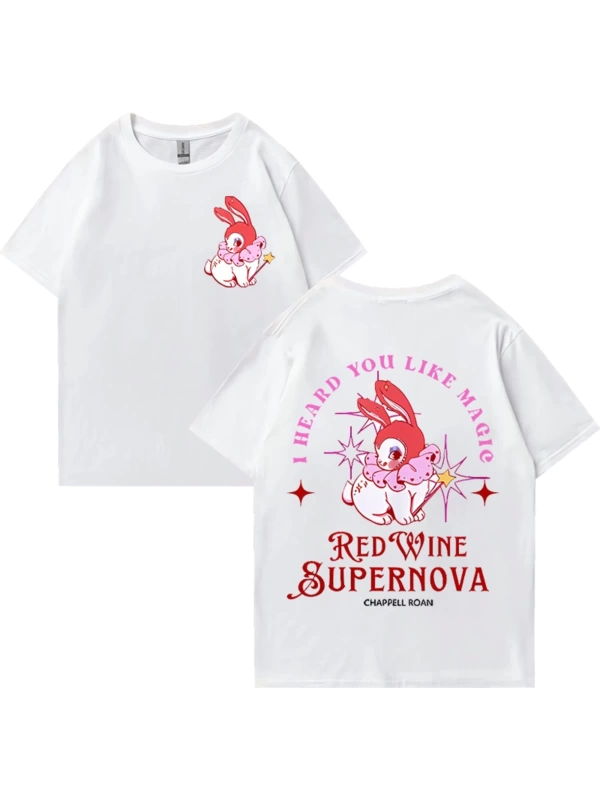 Kırmızı şarap süpernova T Shirt Chappell Roan erkekler kadınlar Harajuku kısa kollu orta batı