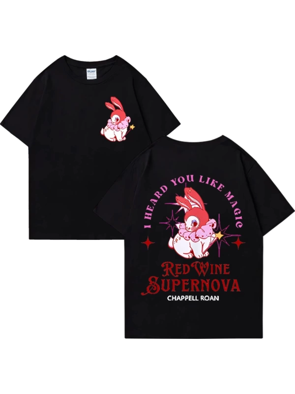Kırmızı şarap süpernova T Shirt Chappell Roan erkekler kadınlar Harajuku kısa kollu orta batı