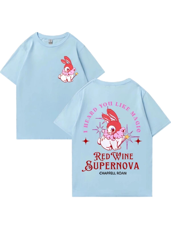 Kırmızı şarap süpernova T Shirt Chappell Roan erkekler kadınlar Harajuku kısa kollu orta batı