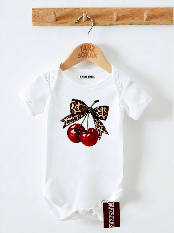 Kısa Kol Body Cherry Fiyonk Desenli KODZıbın13