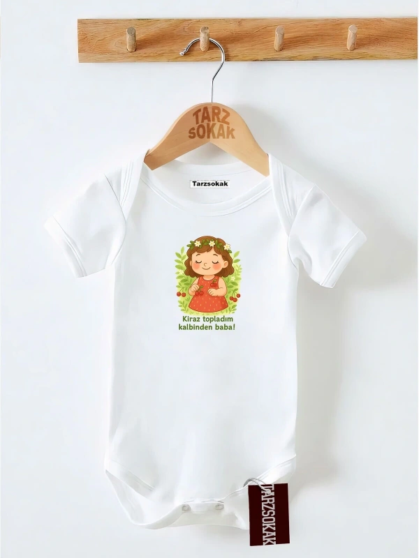 Kısa Kol Body KİRAZ TOPLADIM KALBİNDEN BABA KODZıbın31