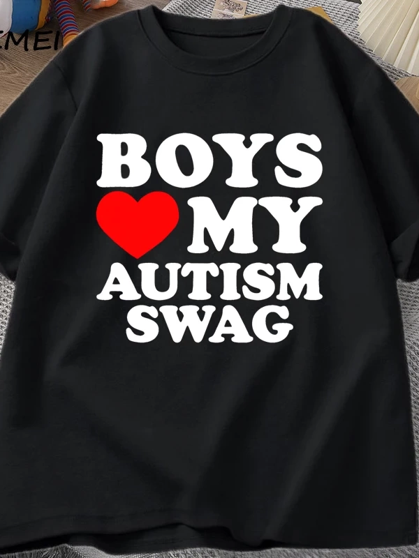Kız erkek aşk benim otizm Swag T Shirt kadın erkek komik otistic kızlar farkındalık fikir T-S 2902