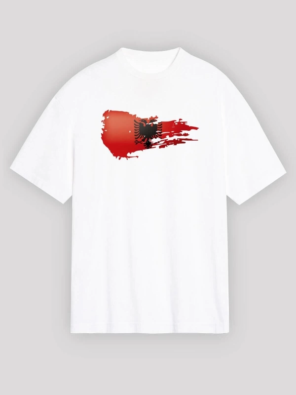 Ko Buta Arnavutluk Beyaz Unisex Oversize Tişört T-shirt Os17244