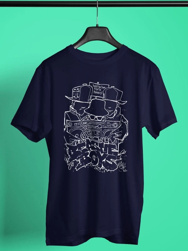 Ko Buta Beastie Boys Baskılı Unisex Lacivert Tişört Tk4132