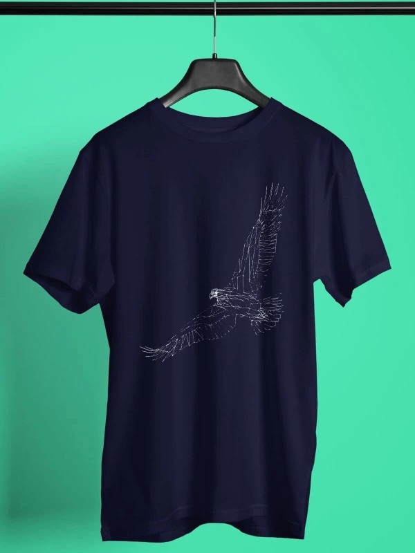 Ko Buta Kartal Baskılı Unisex Lacivert Tişört Tk15351