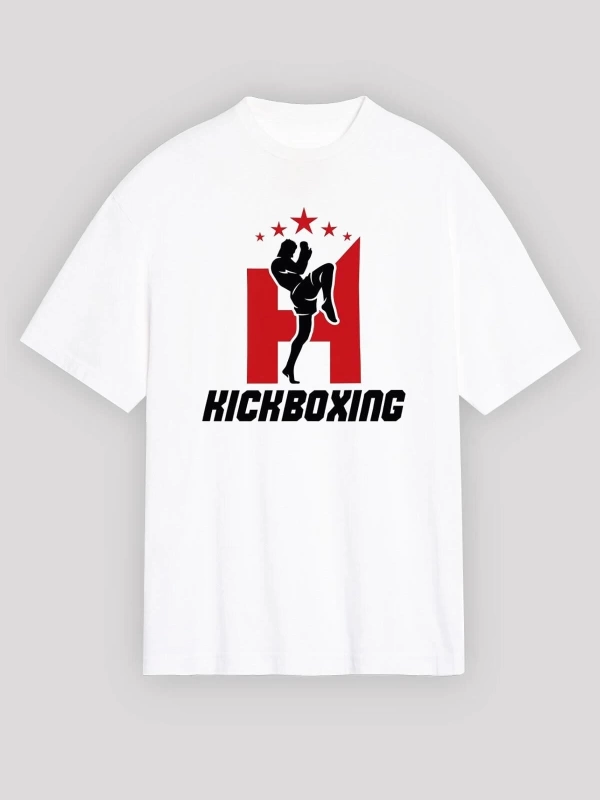Ko Buta Kick Boks Beyaz Unisex Oversize Tişört T-shirt Os7894