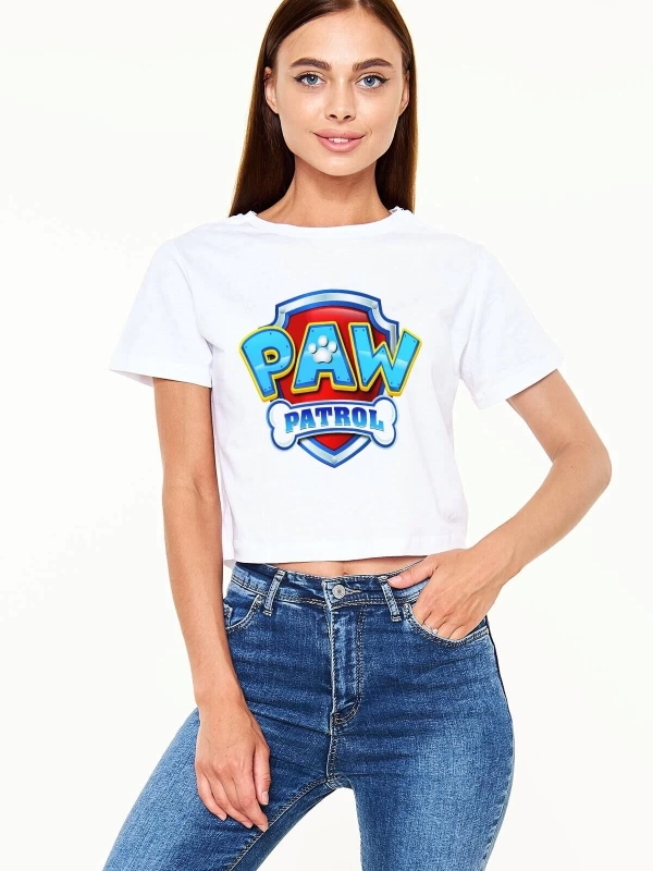 Ko Buta Paw Patrol Beyaz Croptop Tişört Ct6430