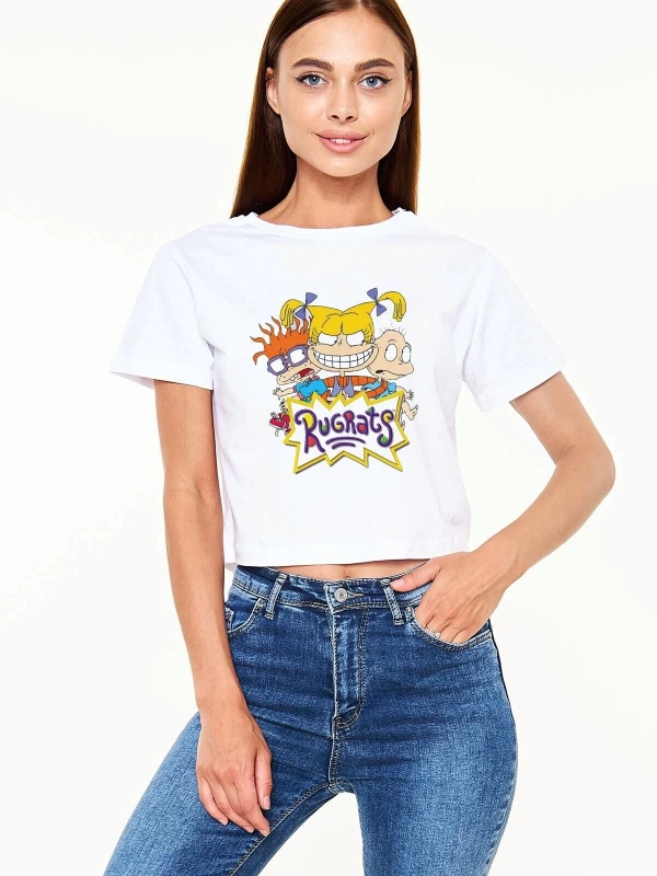 Ko Buta Rugrats Beyaz Croptop Tişört Ct6445