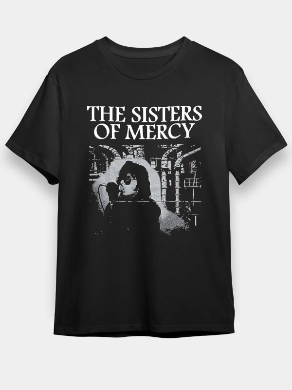 Ko Buta Sisters Of Mercy Baskılı Unisex Siyah Tişört - Tshirt T58311