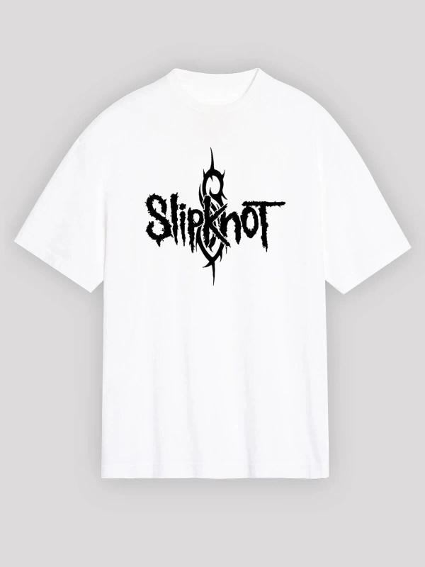 Ko Buta Slipknot Beyaz Unisex Oversize Tişört T-shirt - Oversize Tişört Fabrikası Os1007