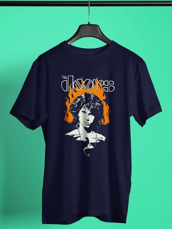 Ko Buta The Doors Baskılı Unisex Lacivert Tişört Tk383
