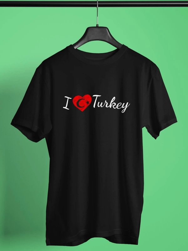 Ko Buta Türkiye Baskılı Unisex Siyah Tişört Tk17412