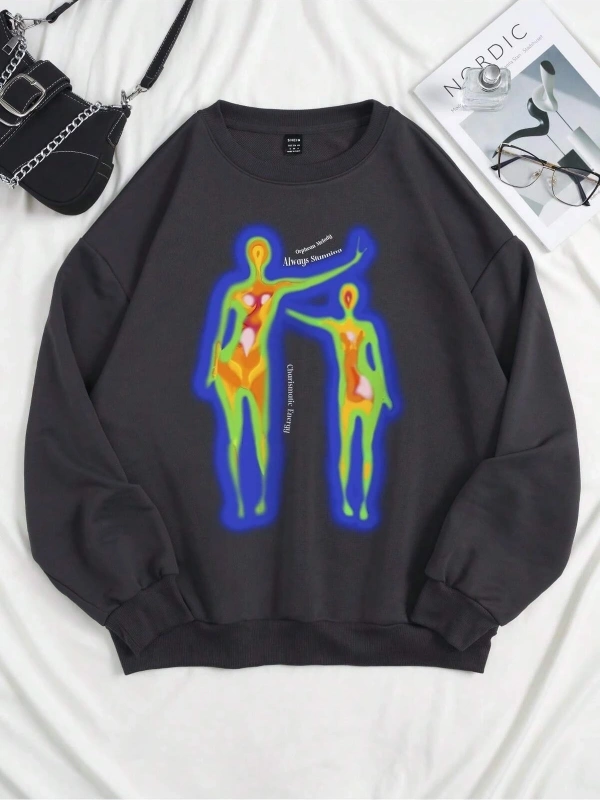 KOD ADR-SHEN Coolane Body Heat Map Print Drop Shoulder Sweatshirt Gri