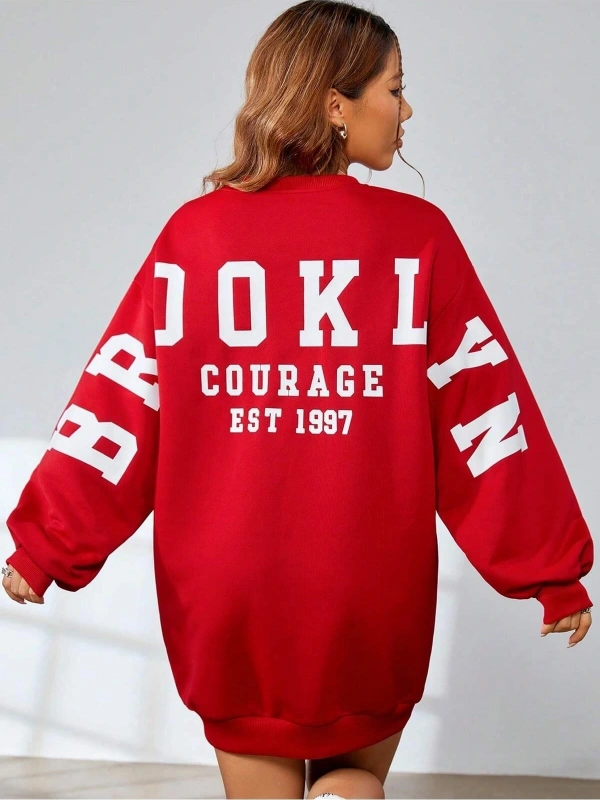 KOD ADR-SHEN Coolane Dopamine Dressing Letter Graphic Drop Shoulder Sweatshirt Dress