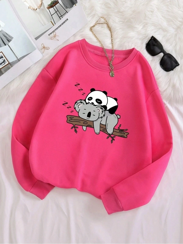KOD ADR-SHEN Essnce Cartoon Graphic Thermal Lined Sweatshirt