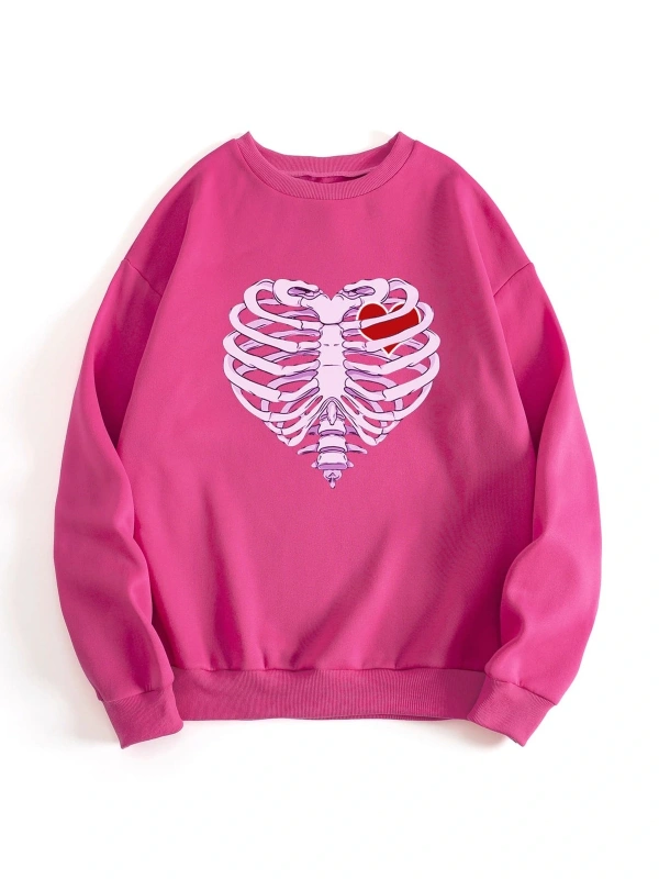 KOD ADR-SHEN EZwear Skeleton Print Thermal Lined Sweatshirt
