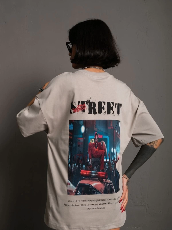 KOD:IZEI - Unisex Joker Street Baskılı Pamuklu T-shirt P--1017