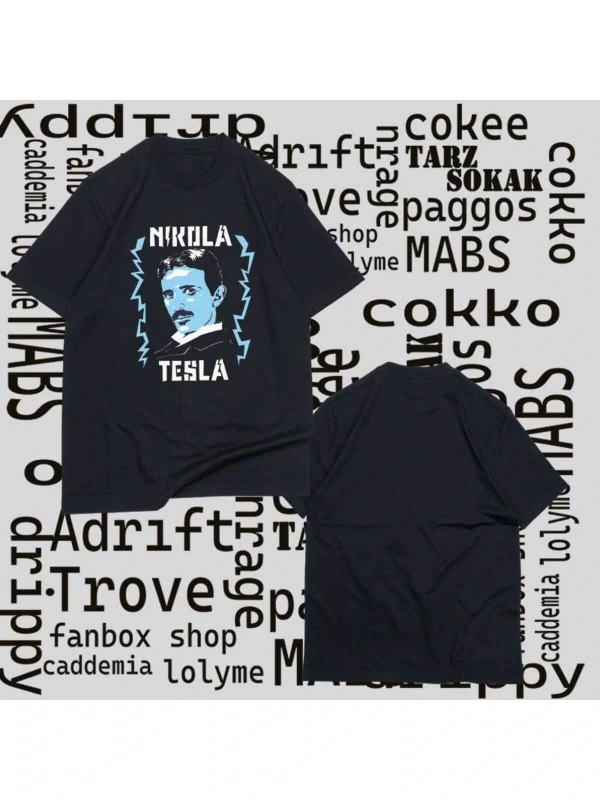 Kod Presss Kadın Siyah Electricity Scientist Nikola Tesla T-shirt 332399tt