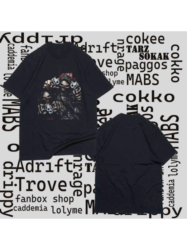 Kod Presss Unisex Siyah Bandits Kuru Kafa Skull T-shirt 348213tt