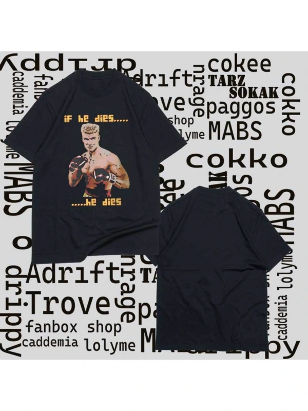 Kod Presss Unisex Siyah Dies Ivan Drago Film Rocky T-shirt 249580tt