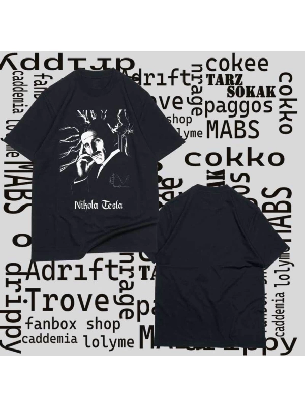 Kod Presss Unisex Siyah Electric Current Scientist Nikola Tesla T-shirt 332193