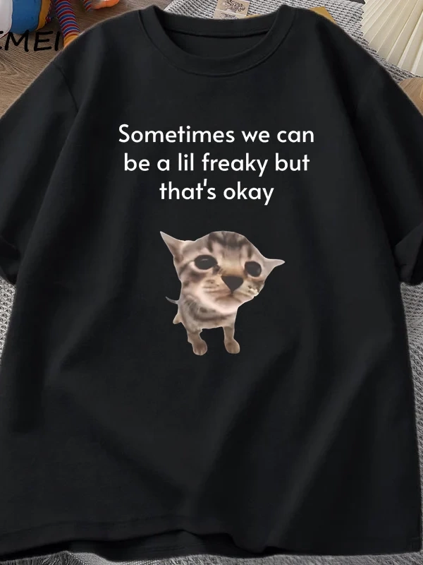 Komik Kedi Grafik Tee Erkek Kadın Sevimli Hayvan Sevgilisi T Shirt Unisex T-Shirt Harajuku Er 2999