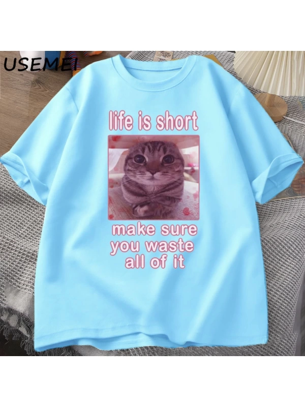 Komik Kedi Grafik Tees Kediler Dank Memes T Shirt Komik Kediler T-shirt Erkek Kadın