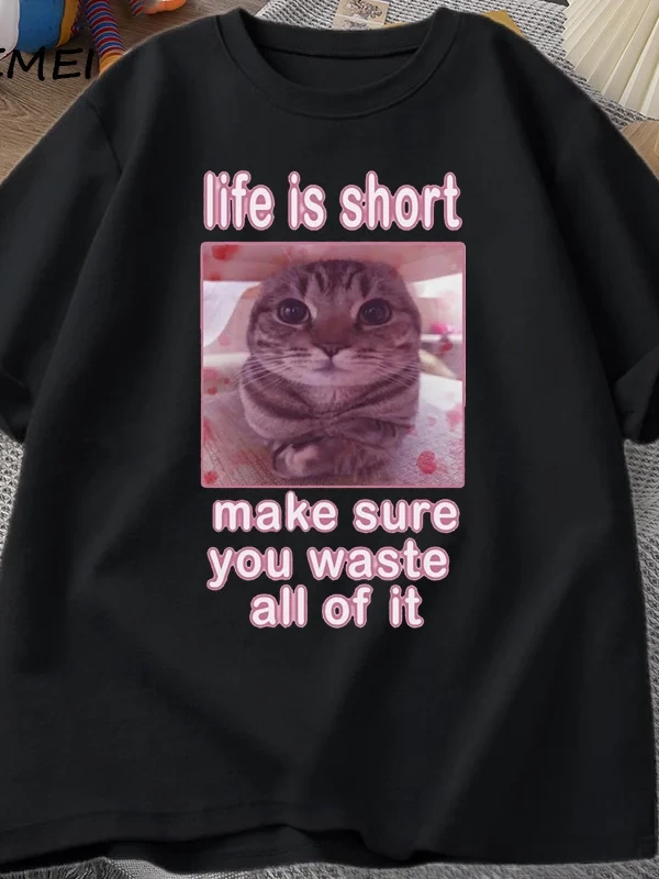 Komik Kedi Meme Grafik Tees Kediler Dank Memes T Shirt Komik Aptal Kediler T-shirt Erkek Kadı 2927