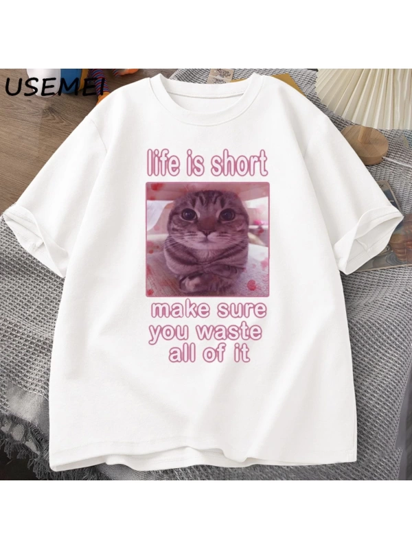 Komik Kedi Meme Grafik Tees Kediler Dank Memes T Shirt Komik Aptal Kediler T-shirt Erkek Kadı