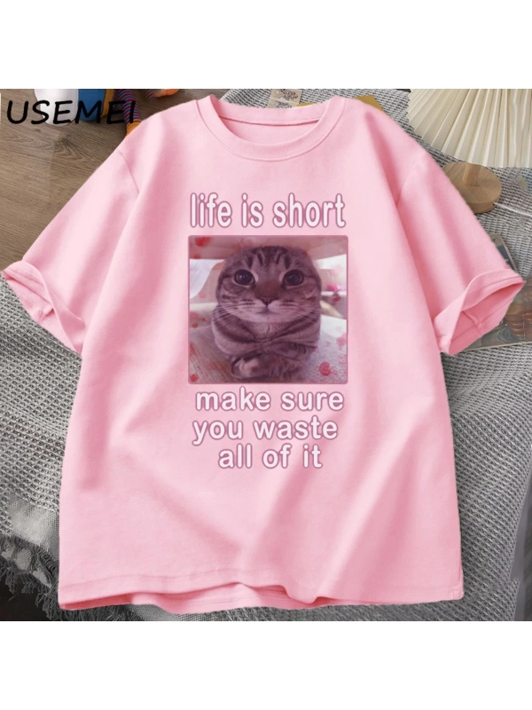 Komik Kedi Meme Grafik Tees Kediler Dank Memes T Shirt Komik Aptal Kediler T-shirt Erkek Kadı