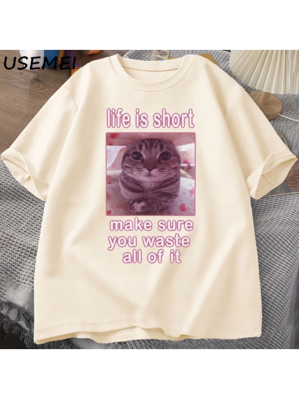 Komik Kedi Meme Grafik Tees Kediler Dank Memes T Shirt Komik Aptal Kediler T-shirt Erkek Kadı