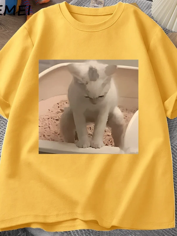 Komik Kedi T-shirt erkek Kısa Kollu T-shirt Baskı Tshirt Erkekler için Giyim Vintage Giysiler 3034