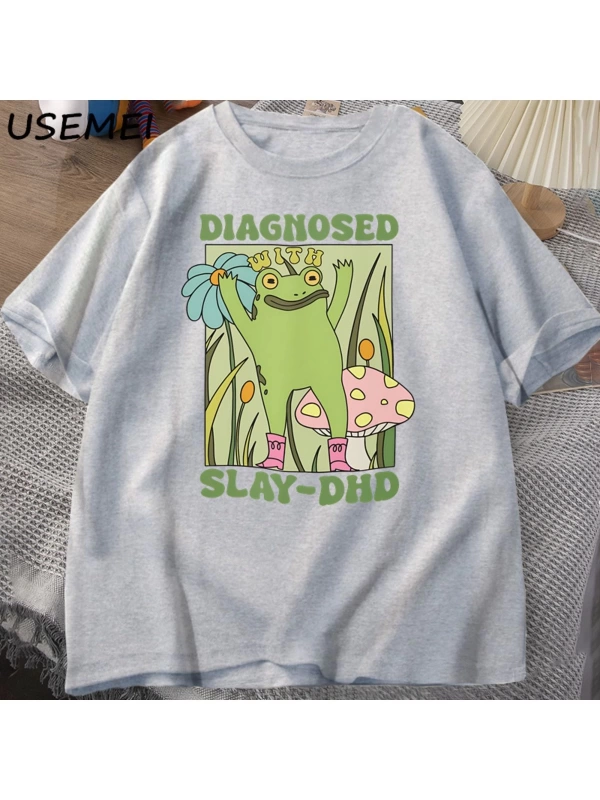 Komik kurbağa Slay ile teşhis-DHD T-shirt erkek Groovy kurbağa Meme T Shirt zihinsel sağlık T